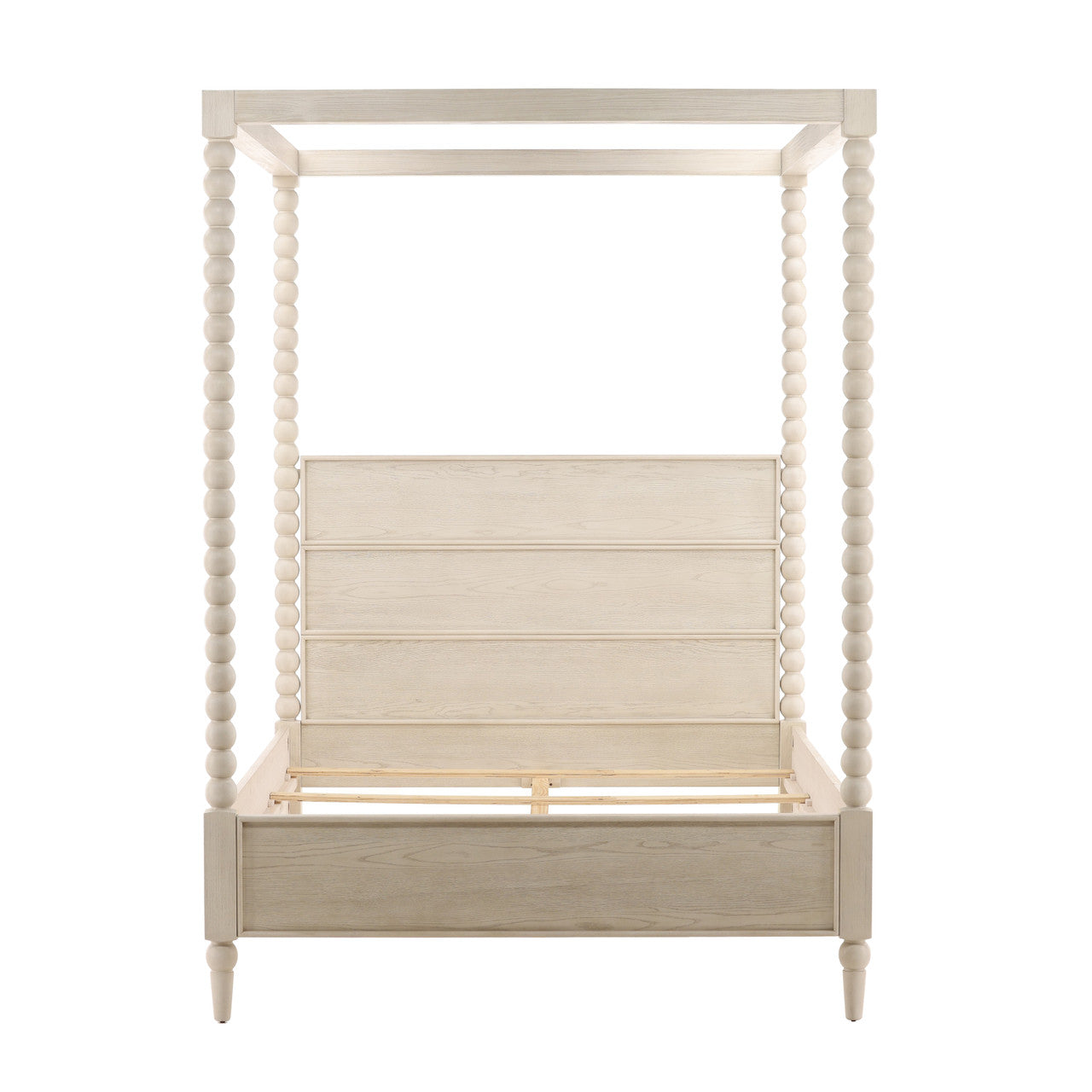 Ulti Rubberwood Queen Canopy Bed In Whitewashed Oak