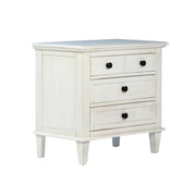 Delgado  Reclaimed Acacia Wood Nightstand With 3 Drawers in Whitewashed Finish