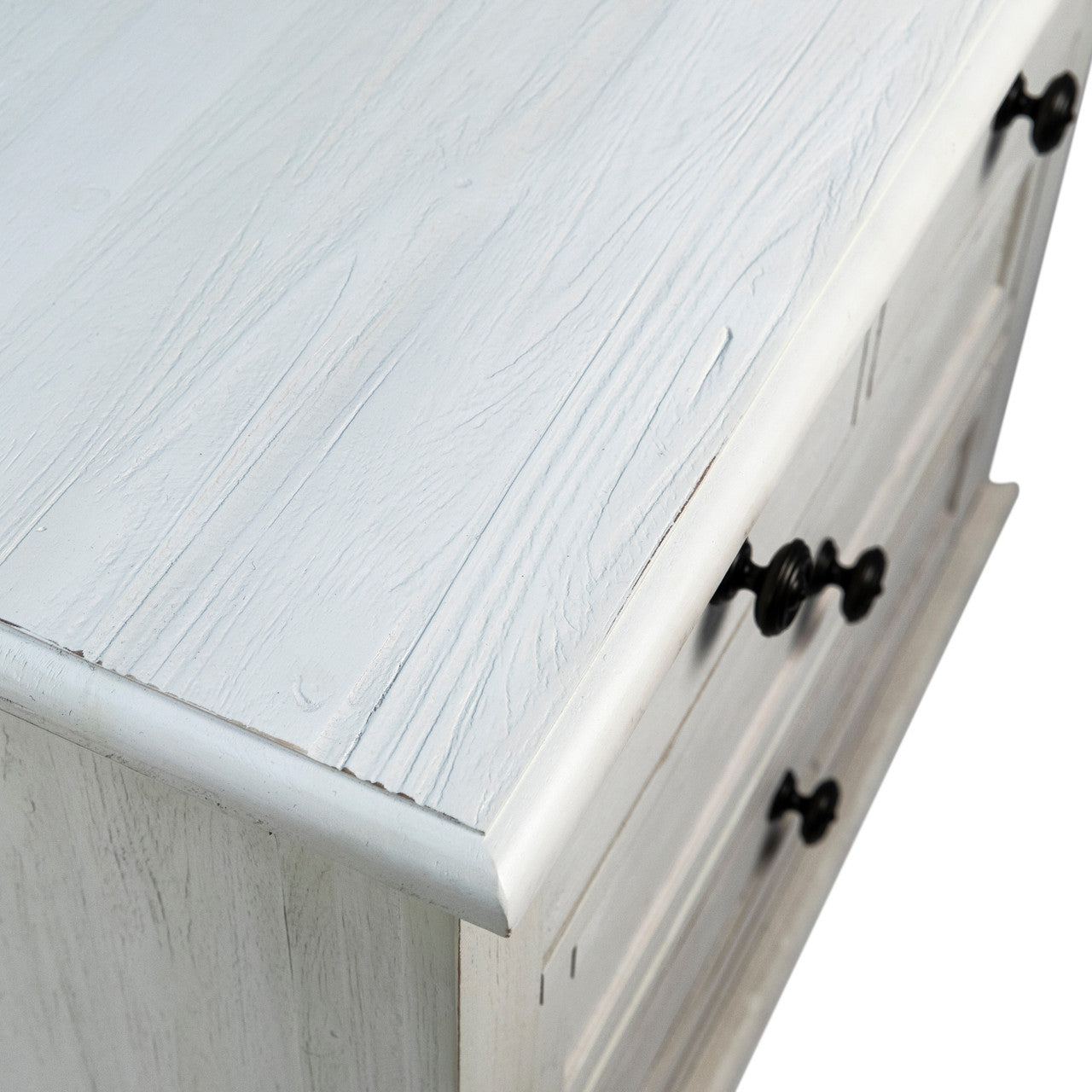 Delgado  Reclaimed Acacia Wood Nightstand With 3 Drawers in Whitewashed Finish