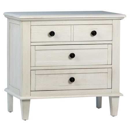 Delgado  Reclaimed Acacia Wood Nightstand With 3 Drawers in Whitewashed Finish