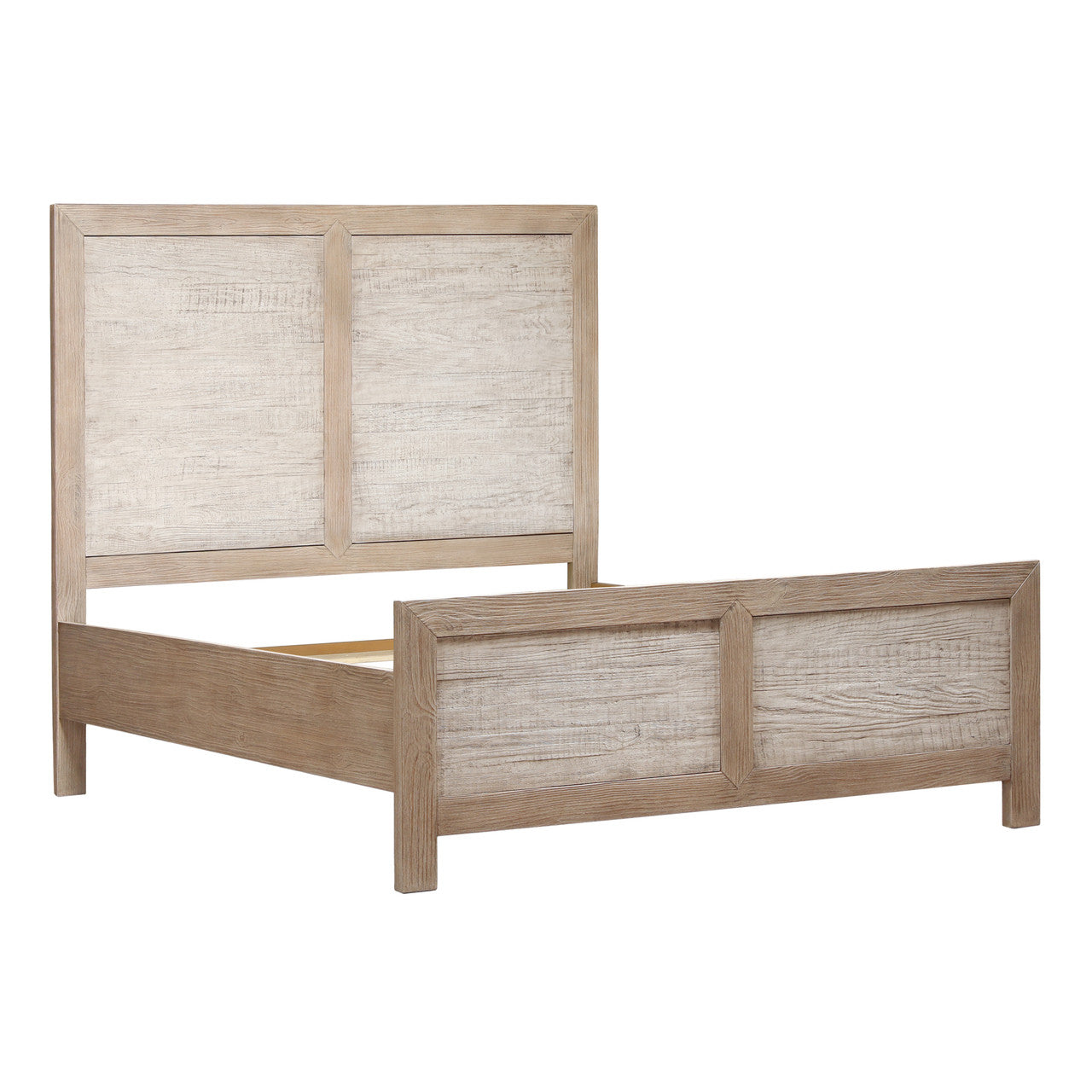 Niva Solid Pine Wood Queen Bed in Light Warm Wash Finish