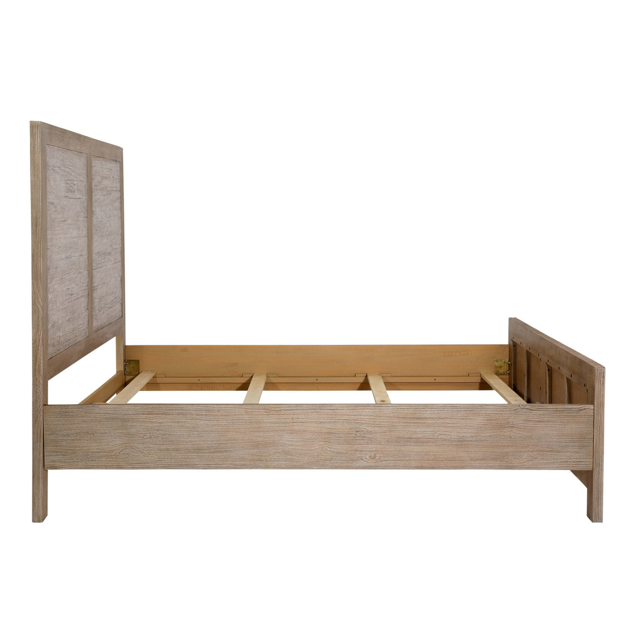 Niva Solid Pine Wood Queen Bed in Light Warm Wash Finish