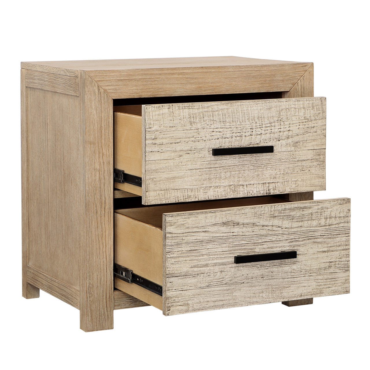 Niva Solid Pine Wood Nightstand in Light Warm Wash Finish