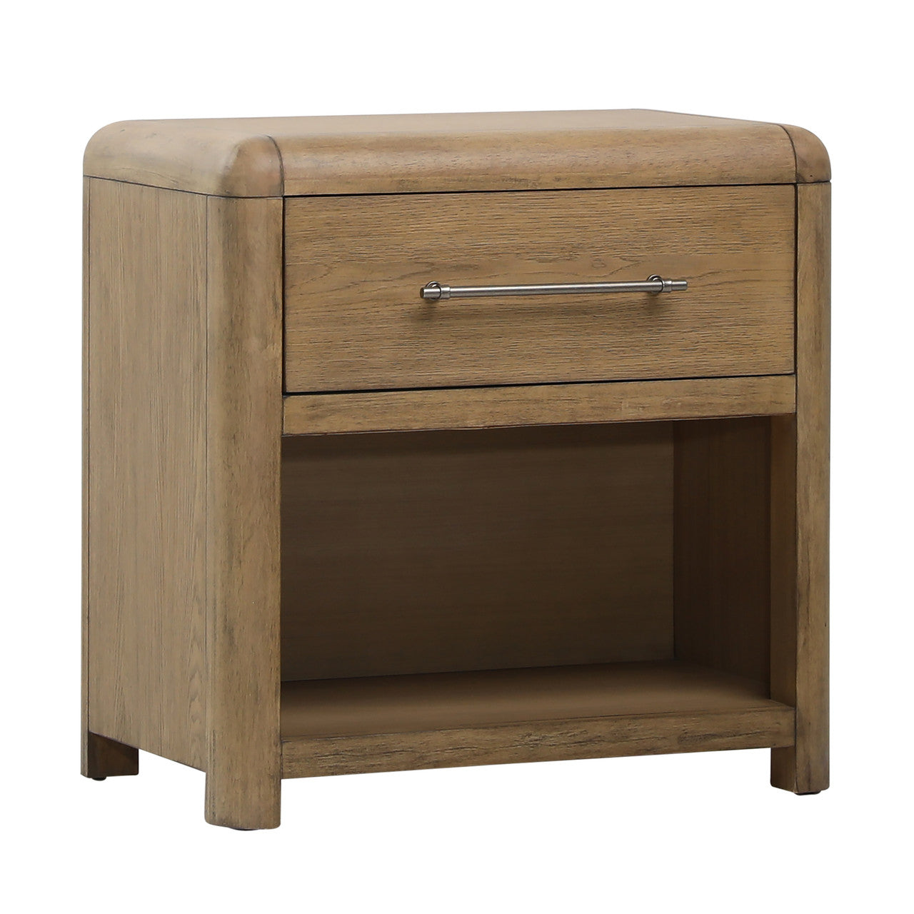 Franco Rubberwood Nightstand in  Natural Oak Veneer