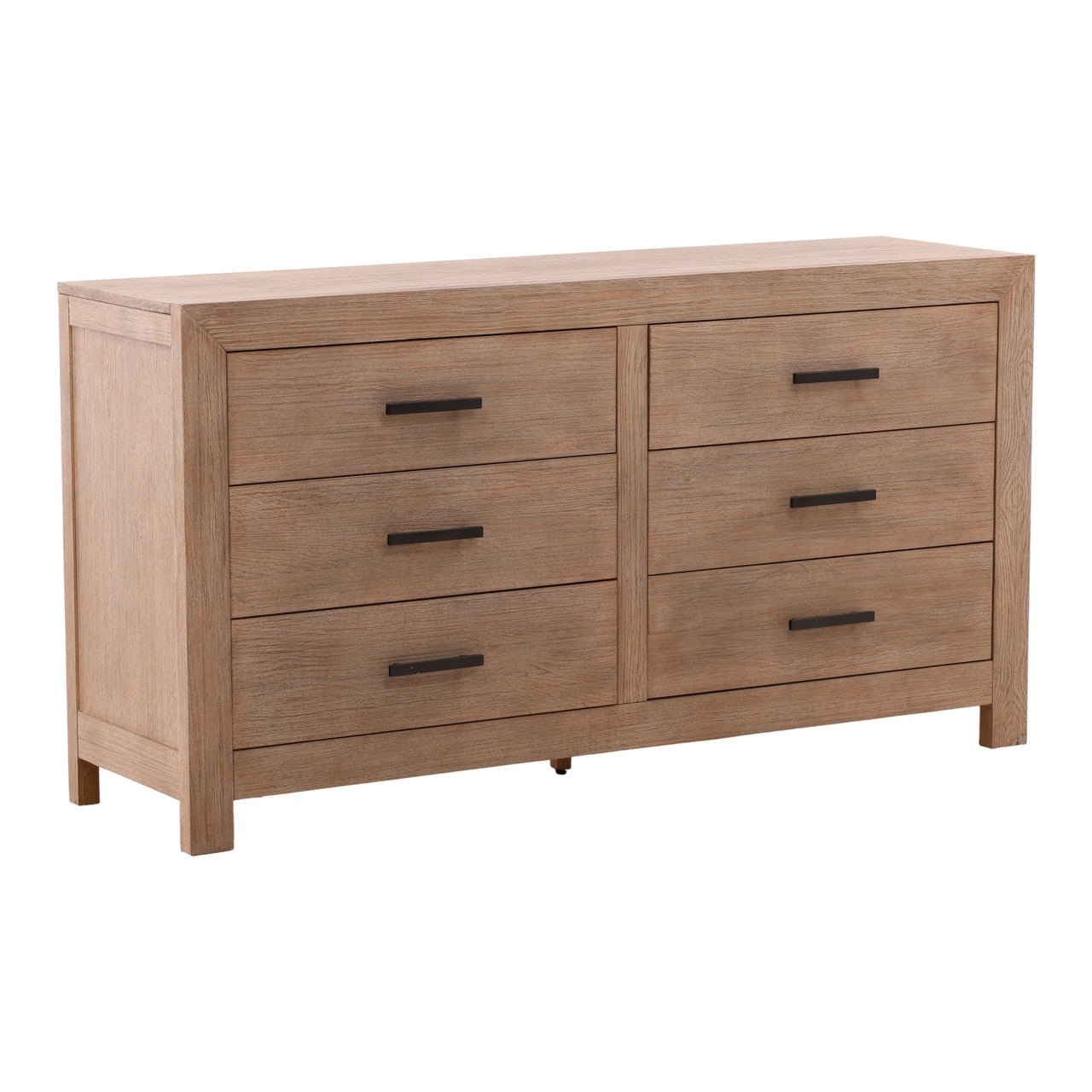Dani Pine Wood 6 Drawer Double Dresser in Light Warm Wash Finish