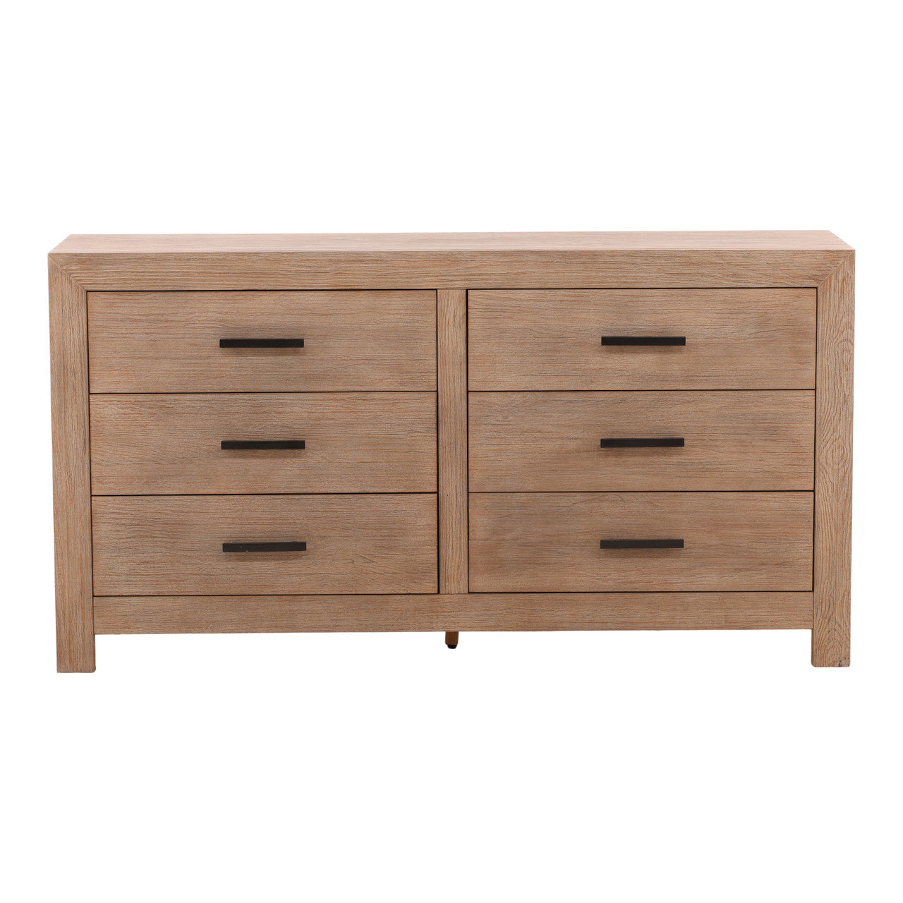 Dani Pine Wood 6 Drawer Double Dresser in Light Warm Wash Finish