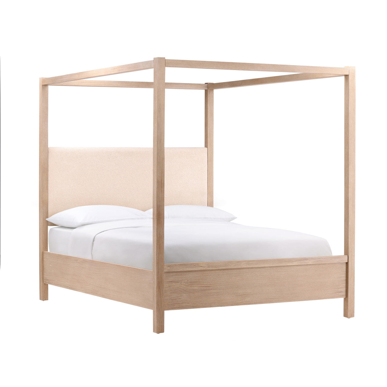 Dani Pine Wood King Canopy Bed in Light Warm Wash Finish
