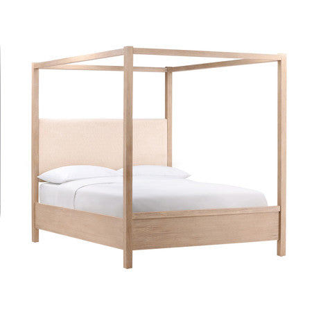Dani Pine Wood King Canopy Bed in Light Warm Wash Finish