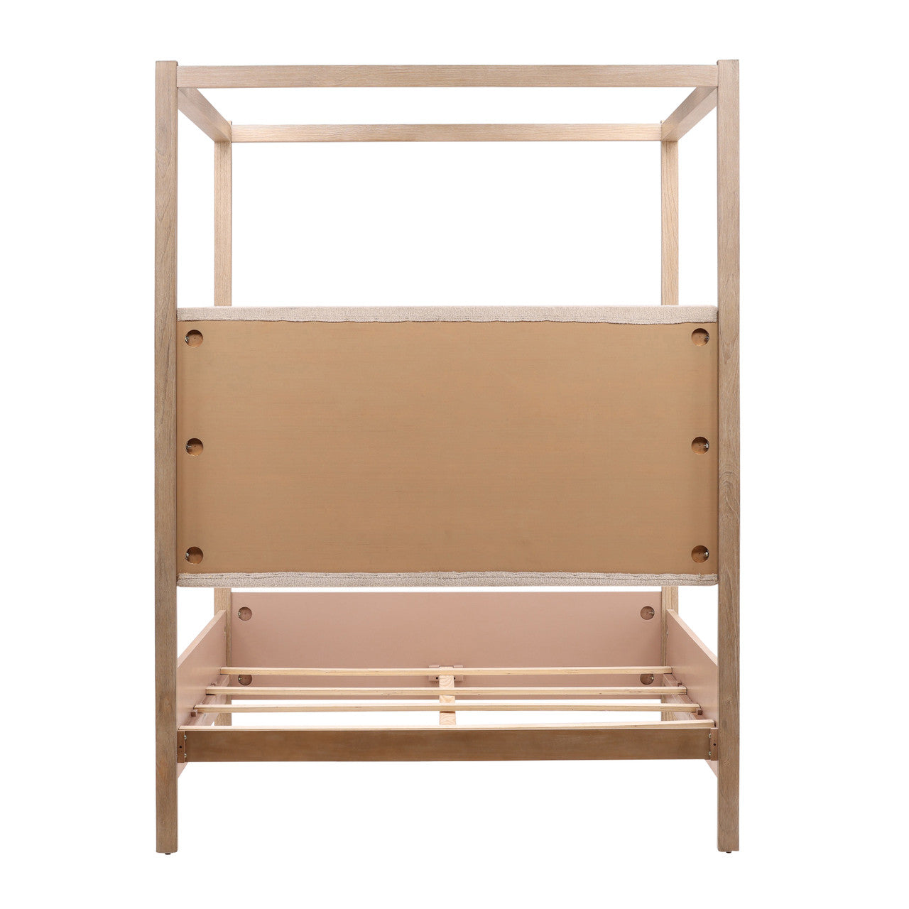 Dani Pine Wood Queen Canopy Bed in Light Warm Wash Finish