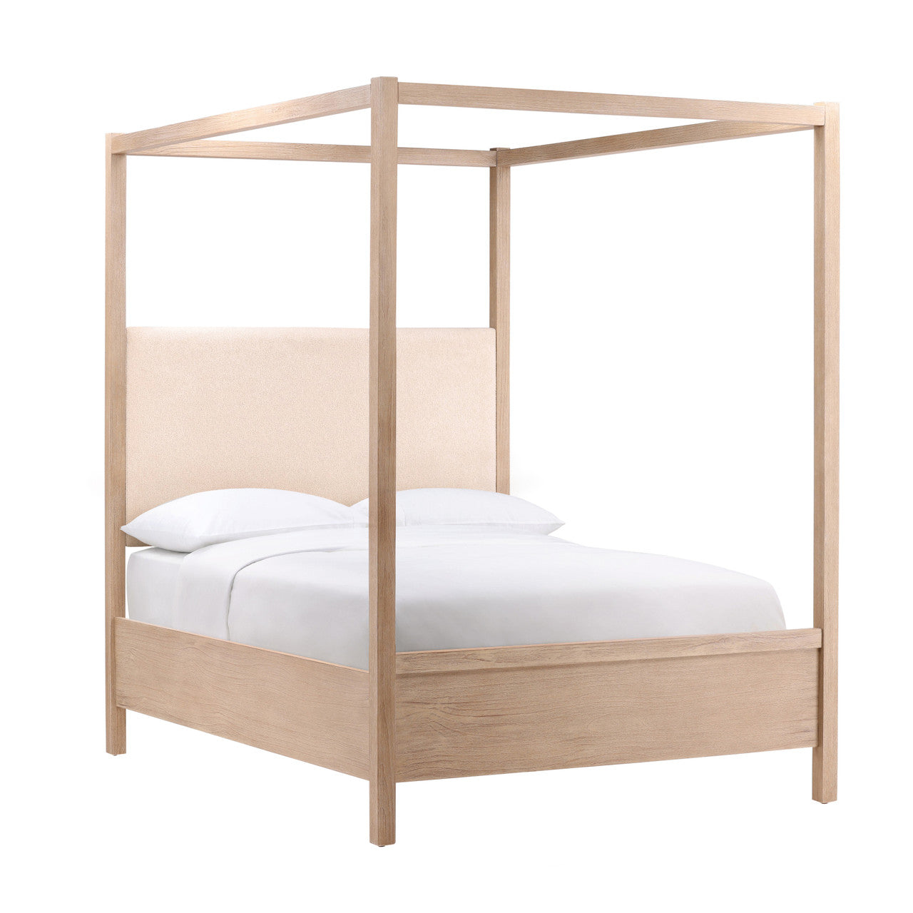 Dani Pine Wood Queen Canopy Bed in Light Warm Wash Finish