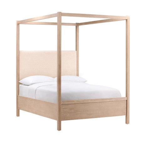 Dani Pine Wood Queen Canopy Bed in Light Warm Wash Finish