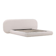 Georgie Solid Hardwood Eastern King Bed with Snow White Boucle Fabric
