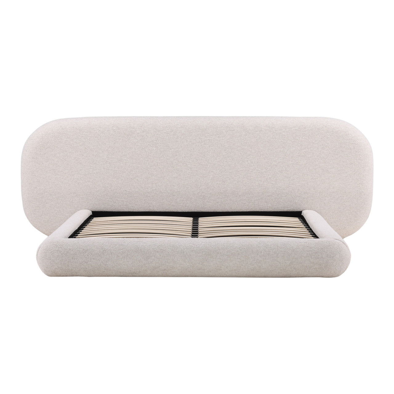 Georgie Solid Hardwood Eastern King Bed with Snow White Boucle Fabric