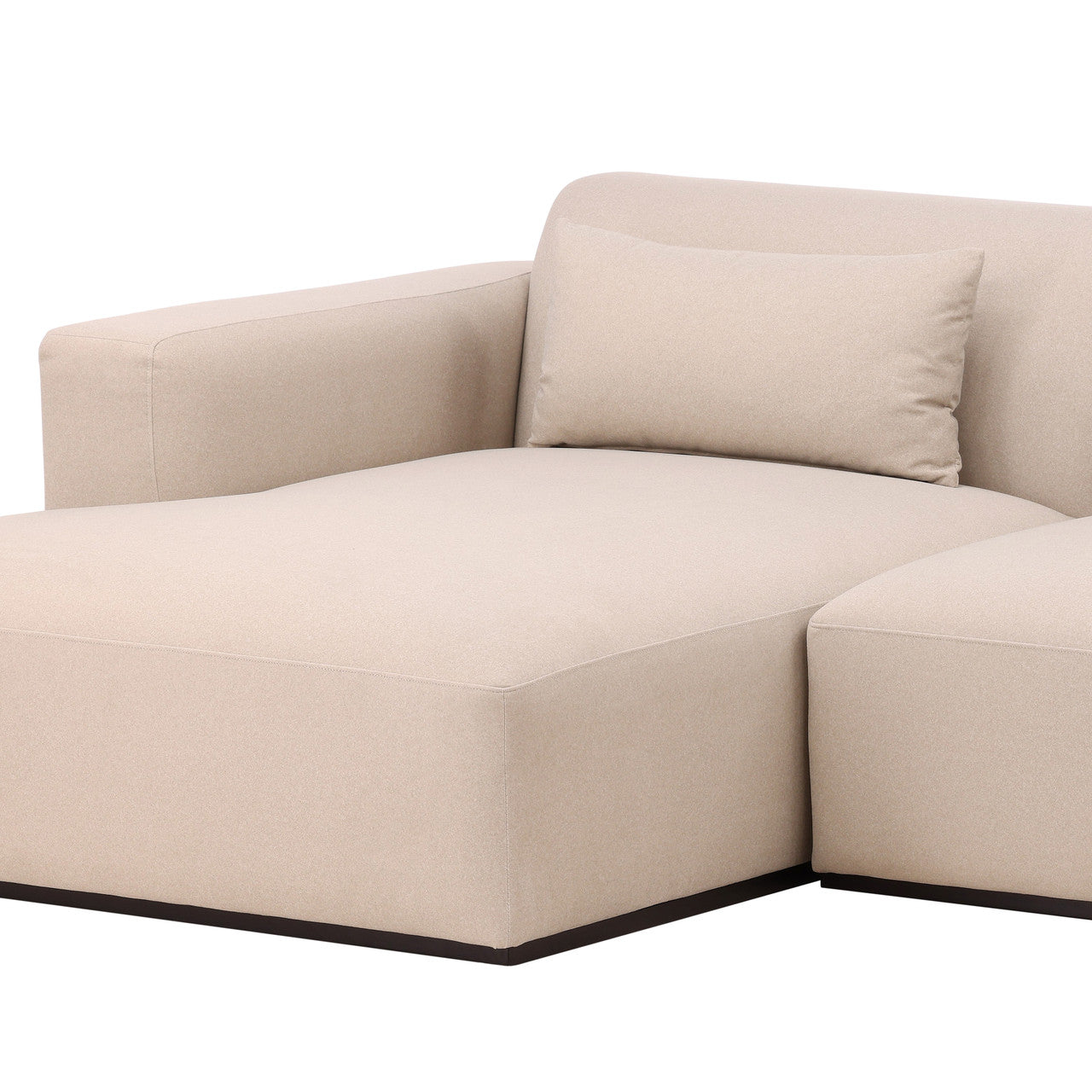 Manhatten LSF Chaise Sectional in Cream Faux Mohair