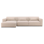 Manhatten LSF Chaise Sectional in Cream Faux Mohair