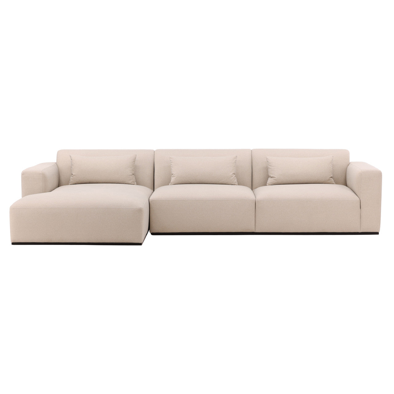 Manhatten LSF Chaise Sectional in Cream Faux Mohair