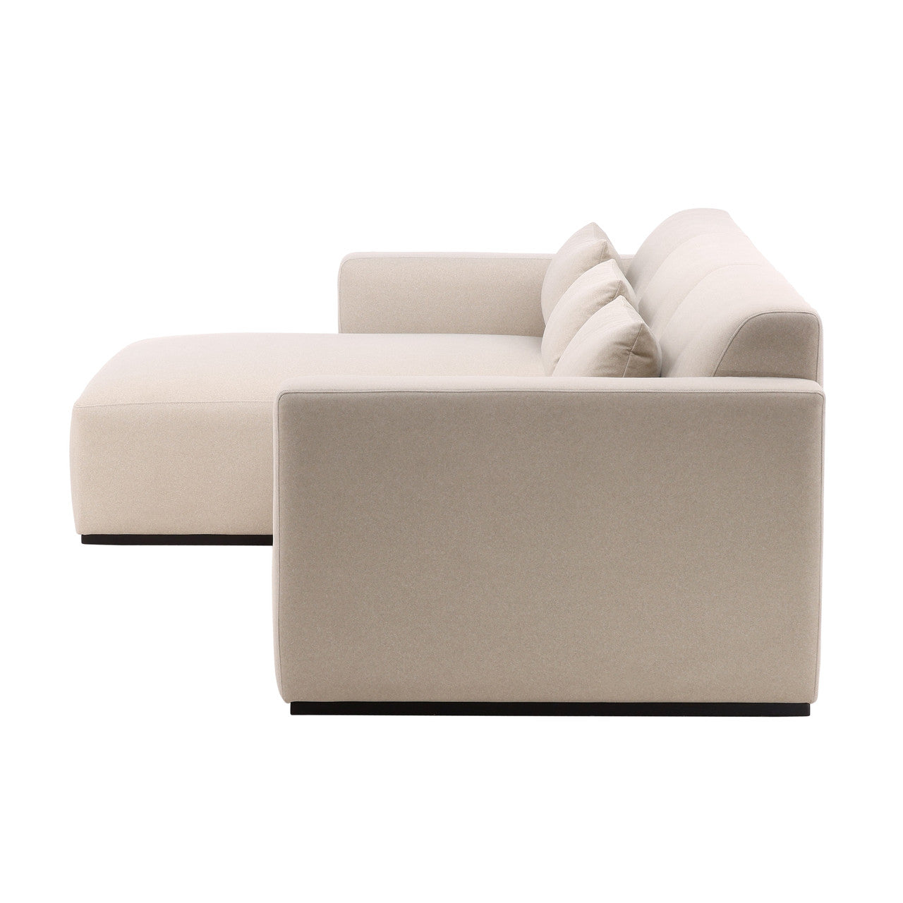 Manhatten LSF Chaise Sectional in Cream Faux Mohair