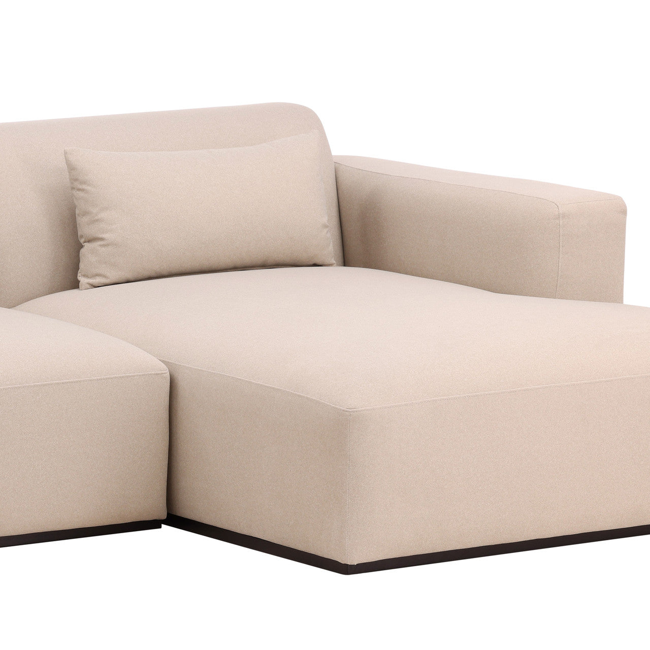Manhatten RSF Chaise Sectional in Cream Faux Mohair