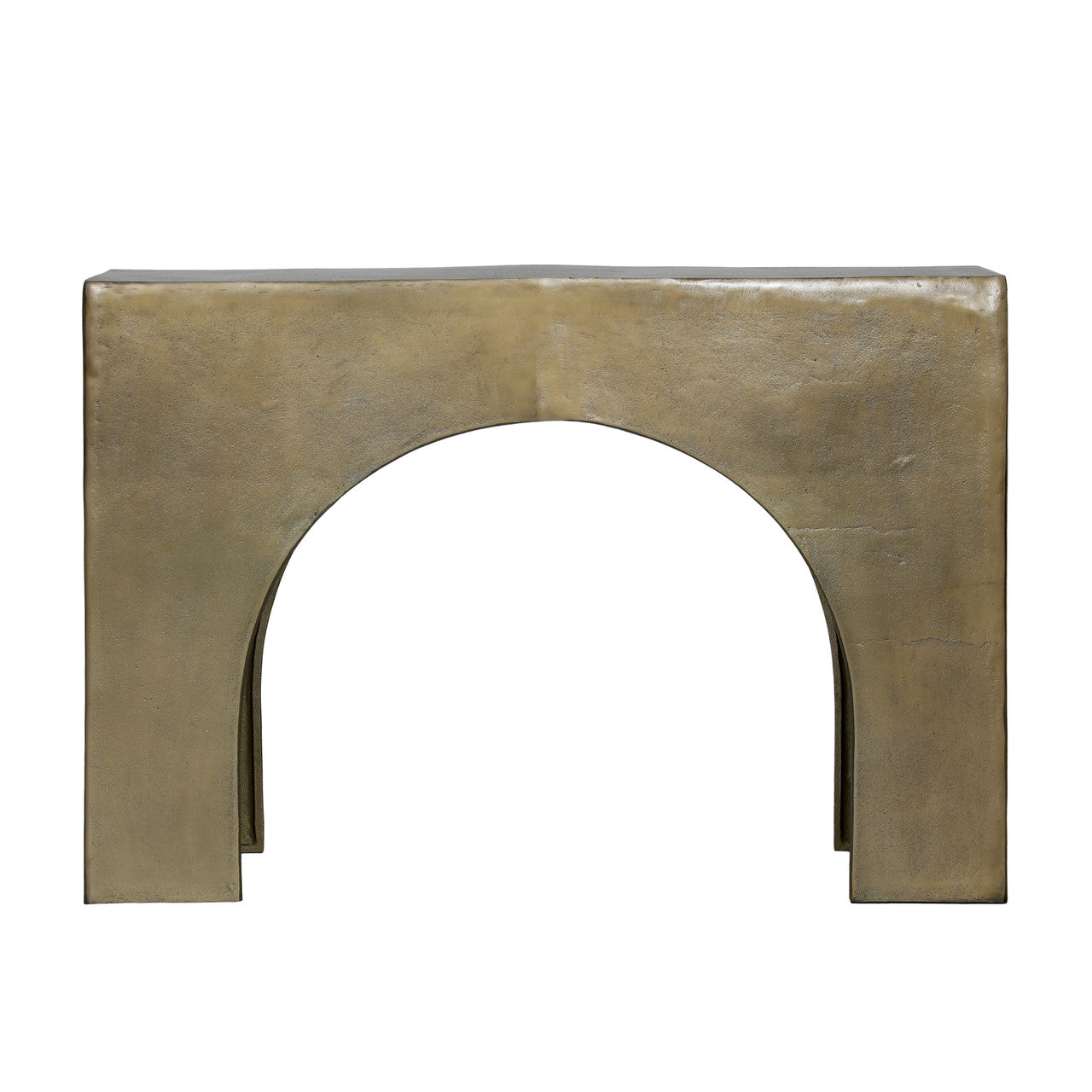Morris Aluminum Console Table in Antique Brass