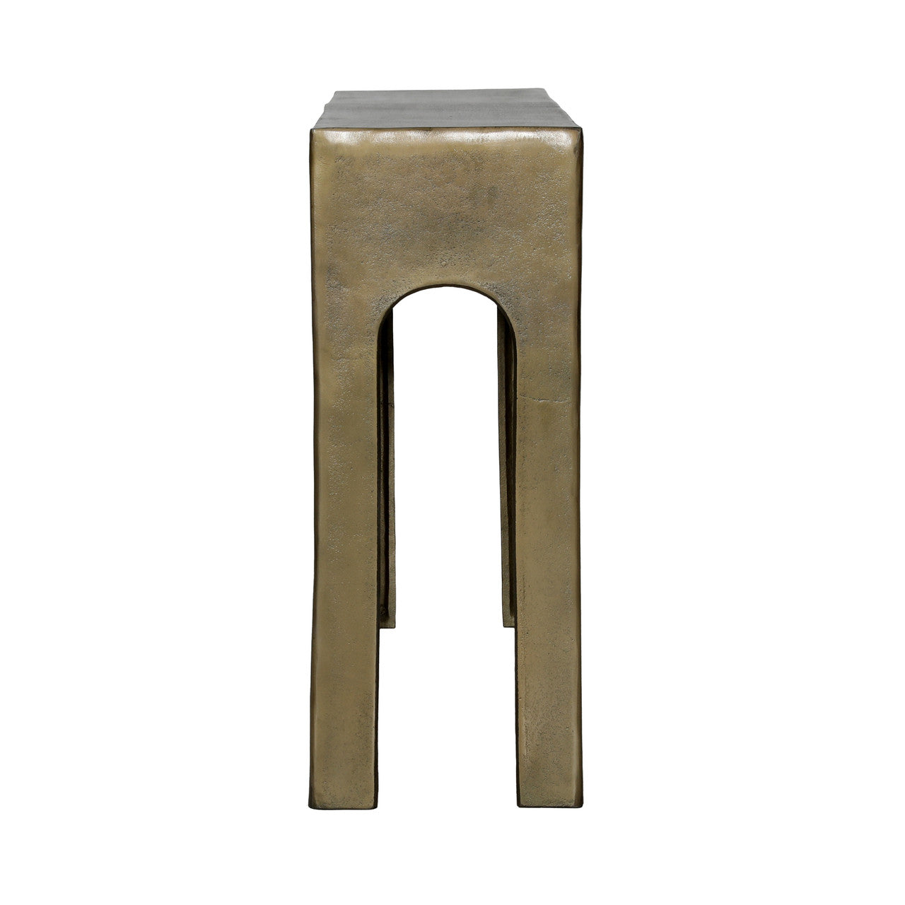Morris Aluminum Console Table in Antique Brass