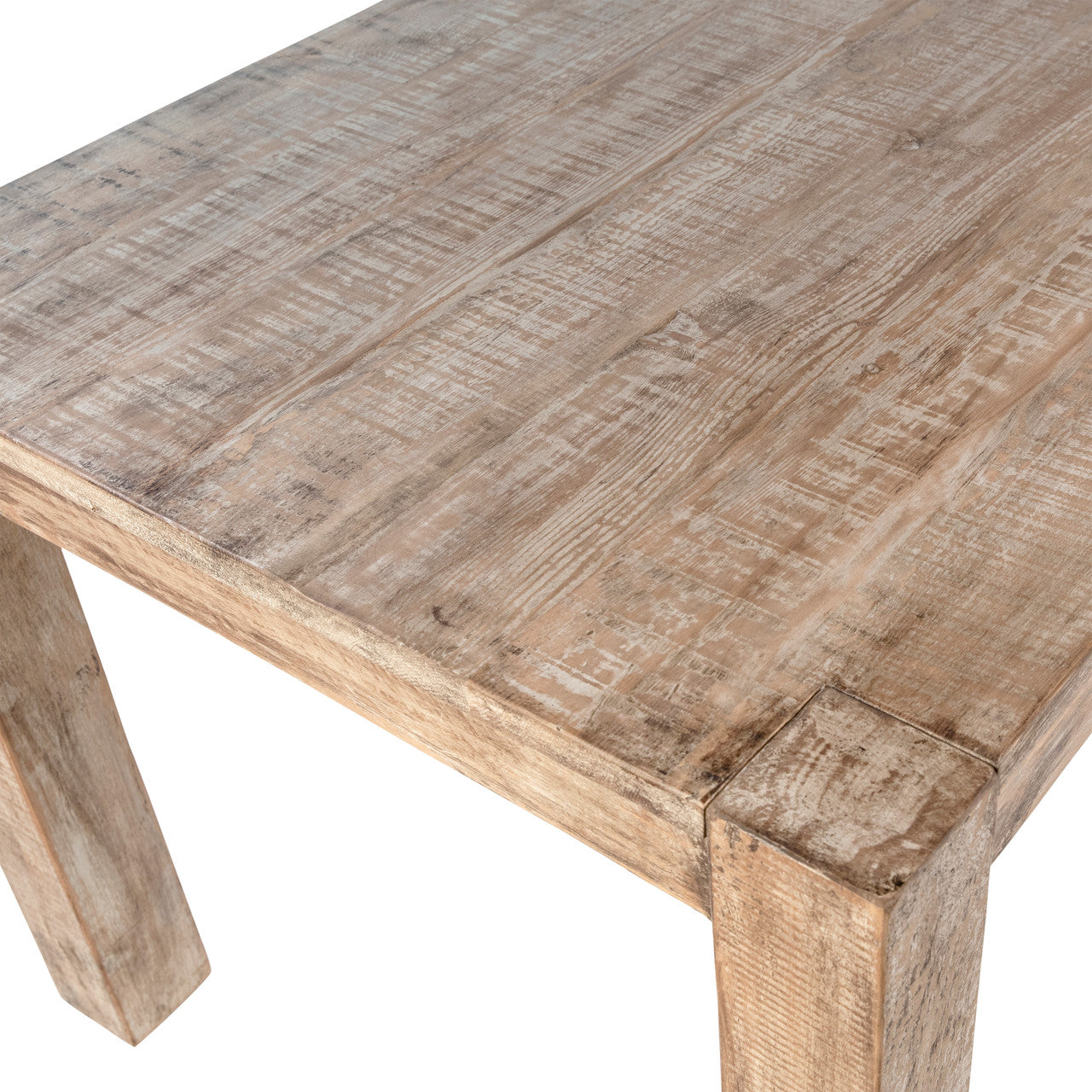 Harrison Reclaimed Pine Wood Coffee Table in Warm Wash Finish