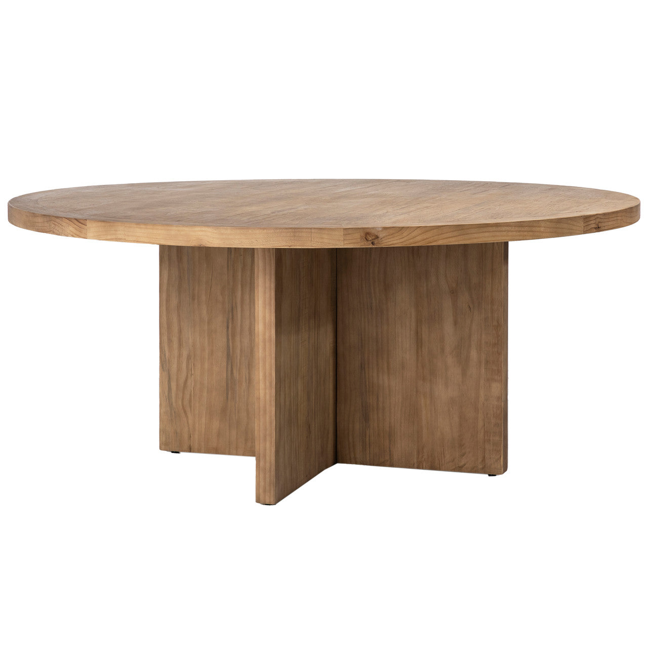Davidson 60" Round Reclaimed Pine Wood Dining Table in Natural Finish