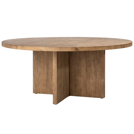 Davidson 60" Round Reclaimed Pine Wood Dining Table in Natural Finish