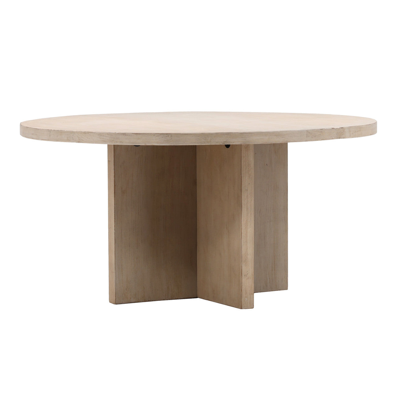 Davidson 60" Round Reclaimed Pine Wood Dining Table in Warm Wash Finish