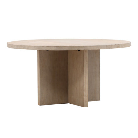 Davidson 60" Round Reclaimed Pine Wood Dining Table in Warm Wash Finish