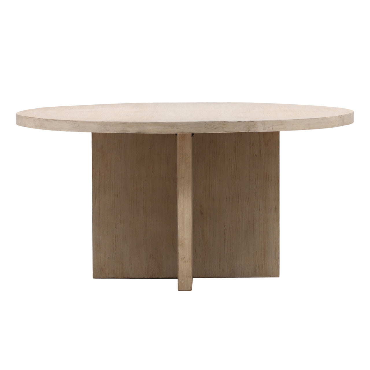 Davidson 60" Round Reclaimed Pine Wood Dining Table in Warm Wash Finish