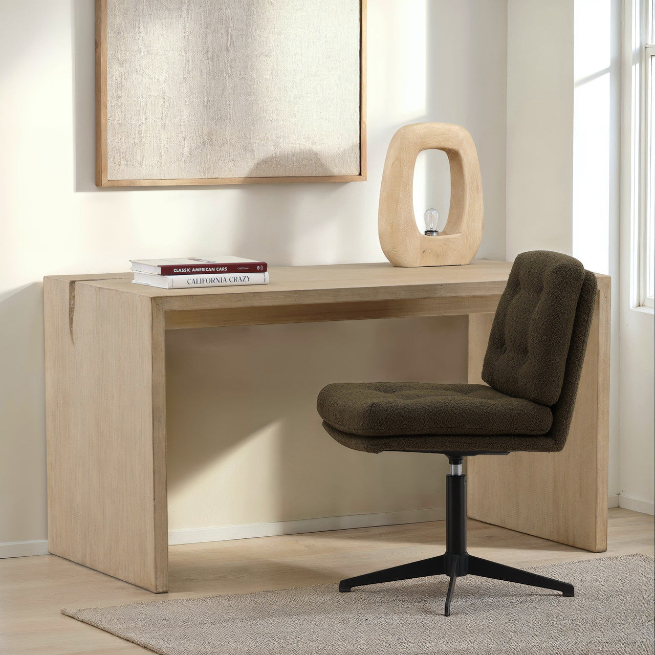 Elliot Reclaimed Pine Wood Desk in a Light Warm Wash Finish