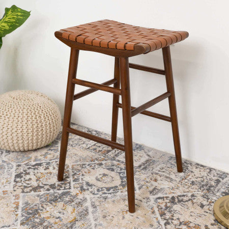 Maya 30" Genuine Leather Stool In Tan - 15"