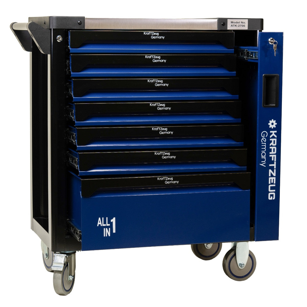 251 Piece Tool Cabinet Complete With Tools, 8 Drawer Blue Tool Chest