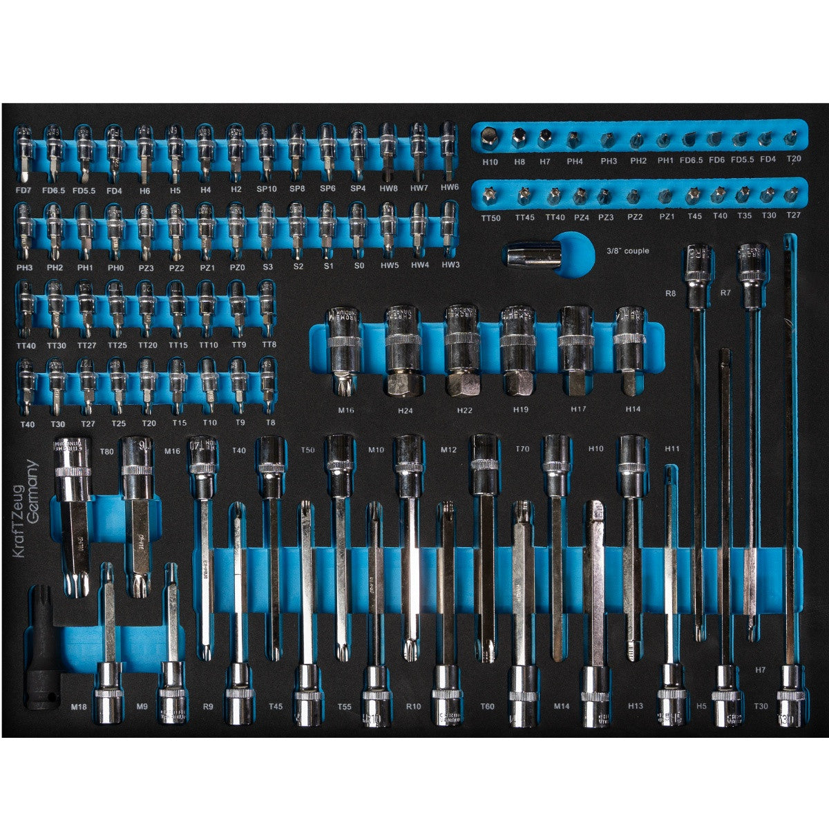 251 Piece Tool Cabinet Complete With Tools, 8 Drawer Blue Tool Chest