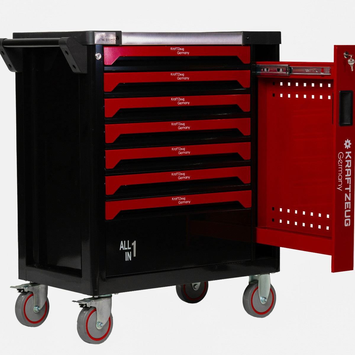 251 Piece Tool Cabinet Complete With Tools, 7 Drawer Red Tool