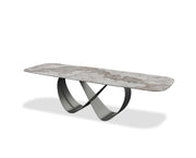 Wave 103" Dining Table Magellano Ceramic Top Black Powder Coated Steel Base
