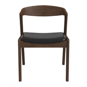Dakota Solid Wood and Black Vegan Leather Dining Chair – Walnut Finish