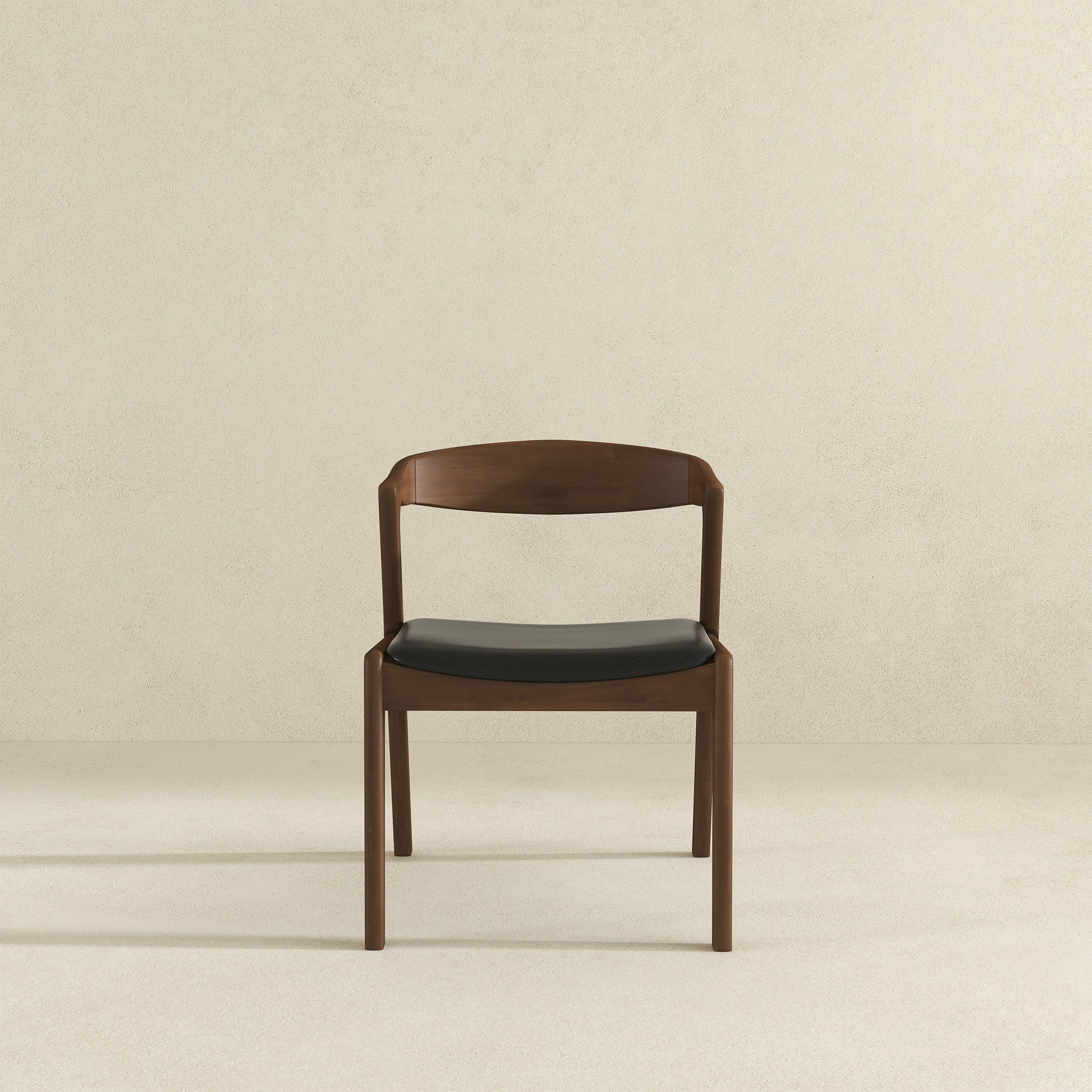 Dakota Solid Wood and Black Vegan Leather Dining Chair – Walnut Finish