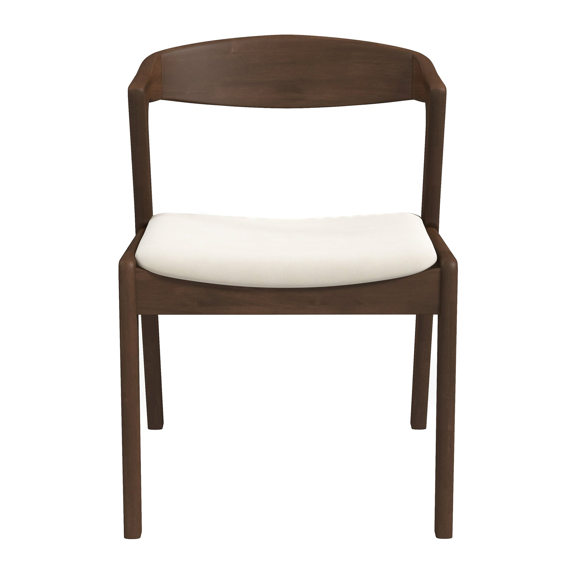 Dakota Solid Wood and Cream Velvet Dining Chair – Walnut Finish