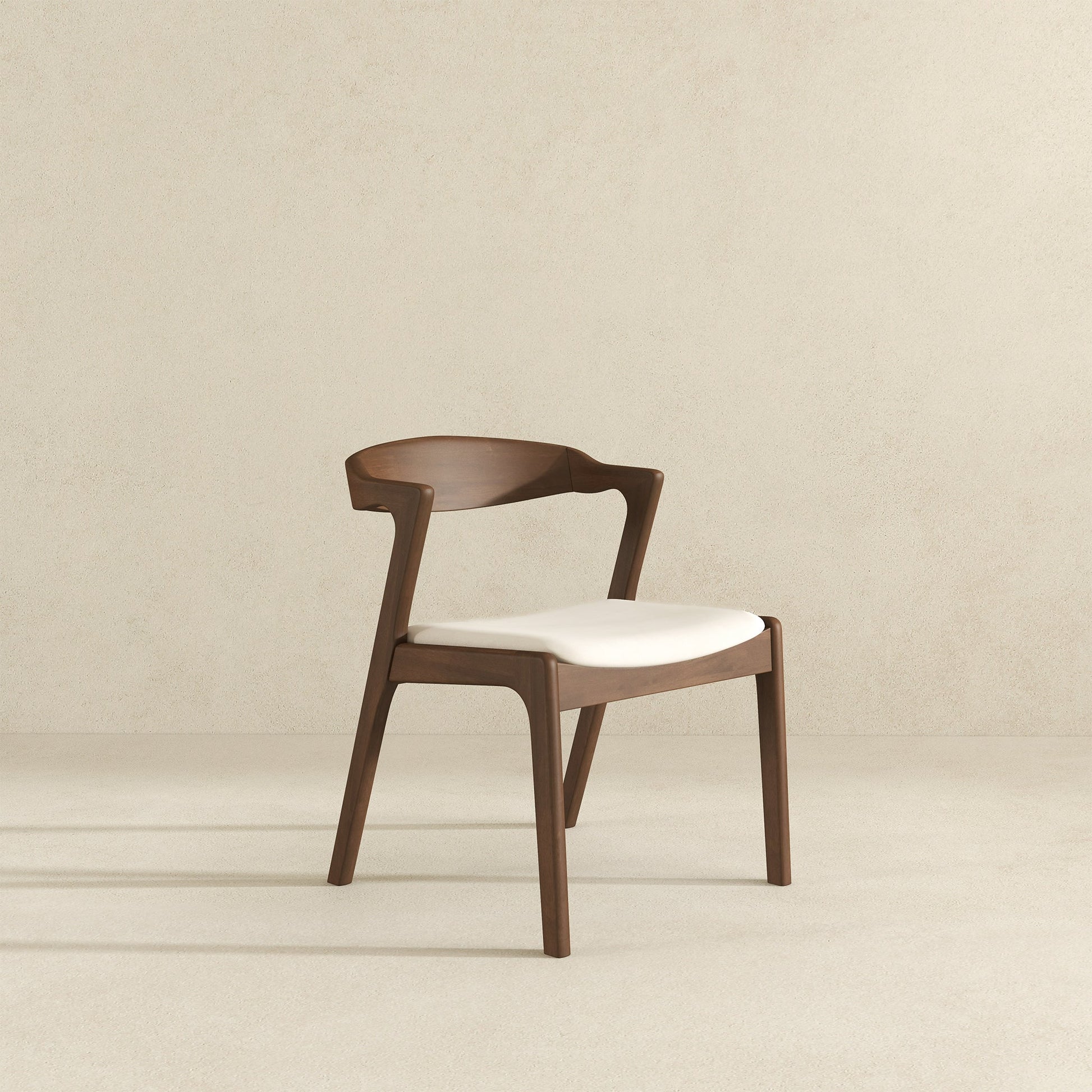 Dakota Solid Wood and Cream Velvet Dining Chair – Walnut Finish