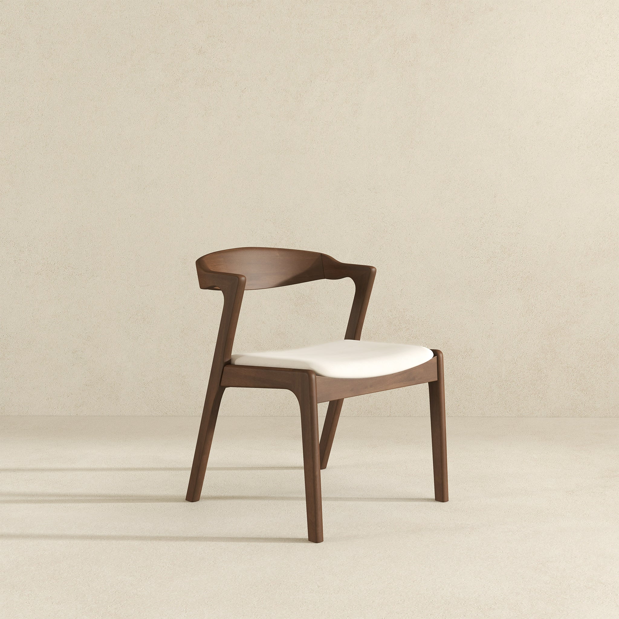 Dakota Solid Wood and Cream Velvet Dining Chair – Walnut Finish