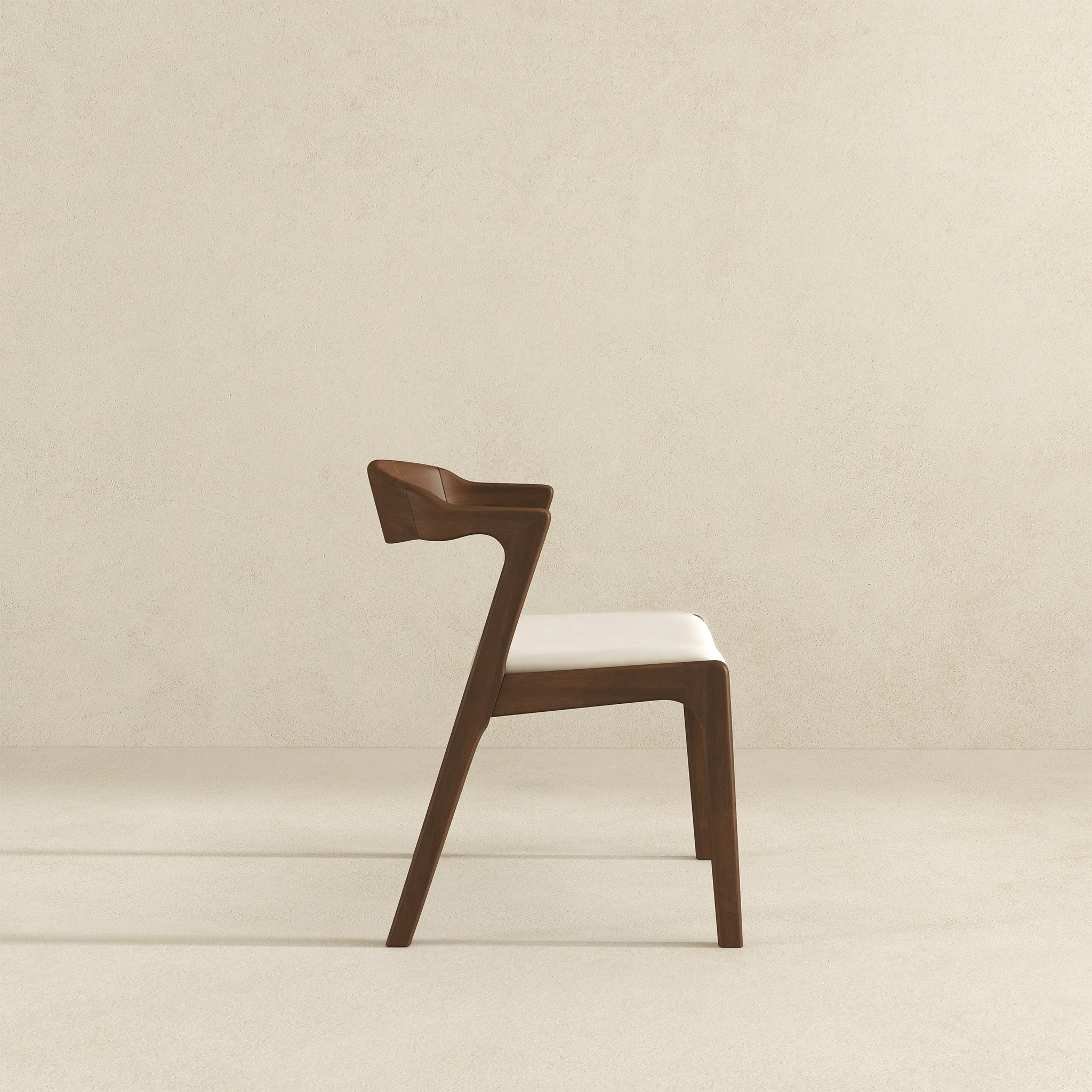 Dakota Solid Wood and Cream Velvet Dining Chair – Walnut Finish