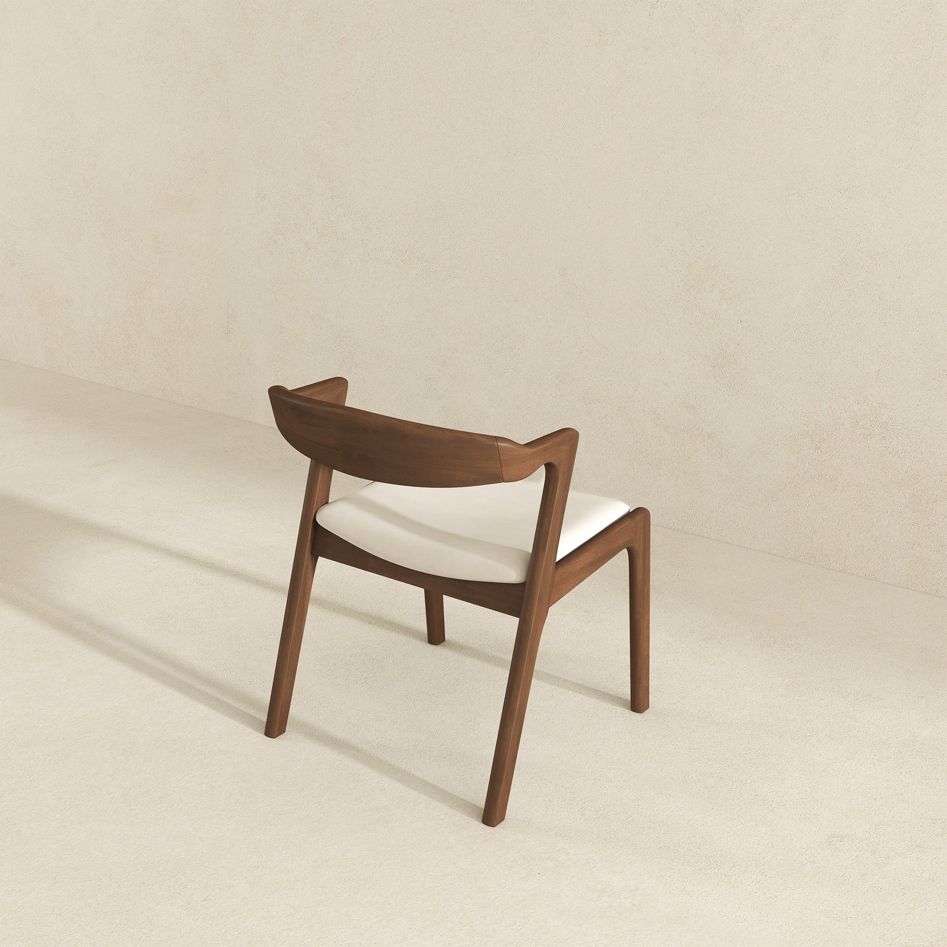 Dakota Solid Wood and Cream Velvet Dining Chair – Walnut Finish