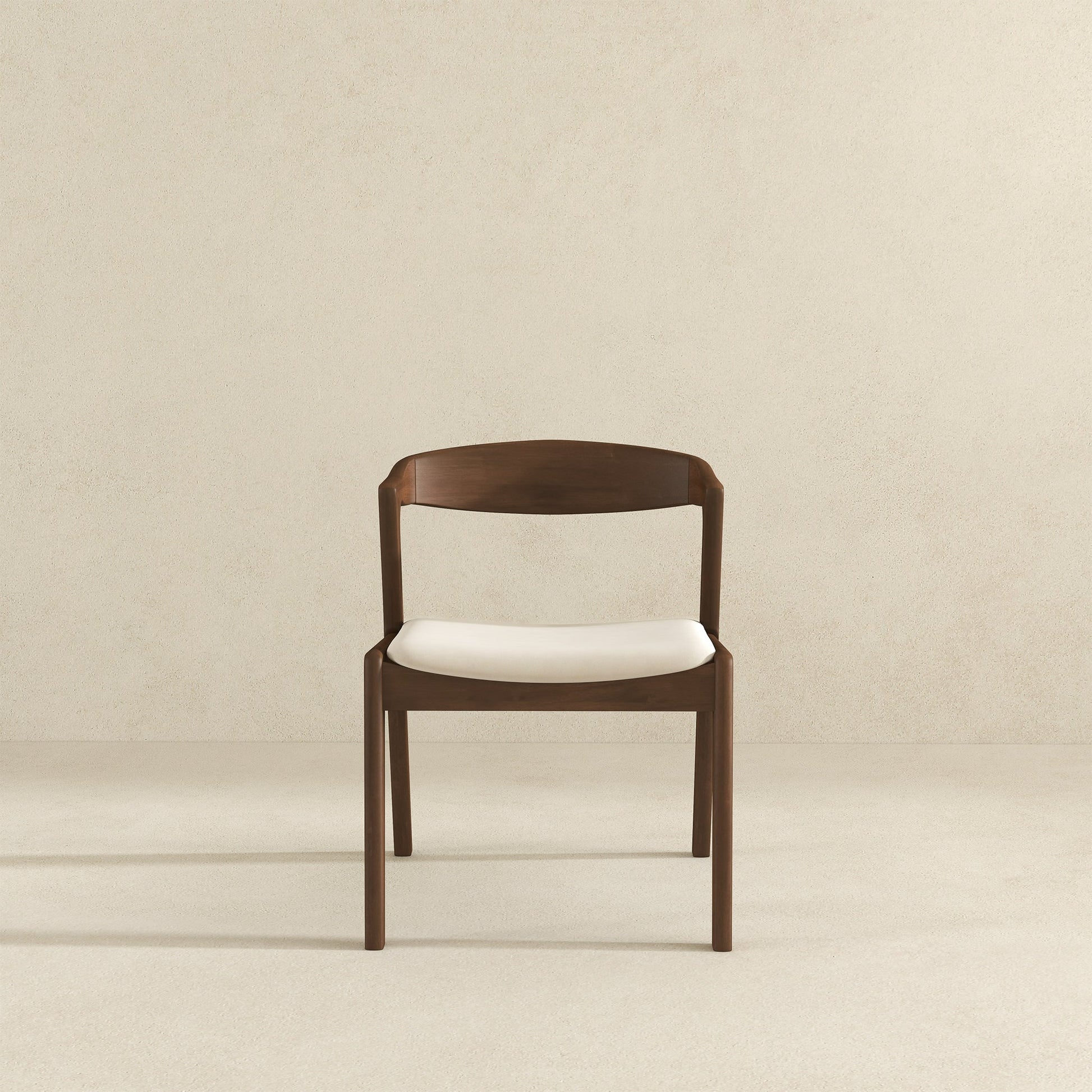 Dakota Solid Wood and Cream Velvet Dining Chair – Walnut Finish