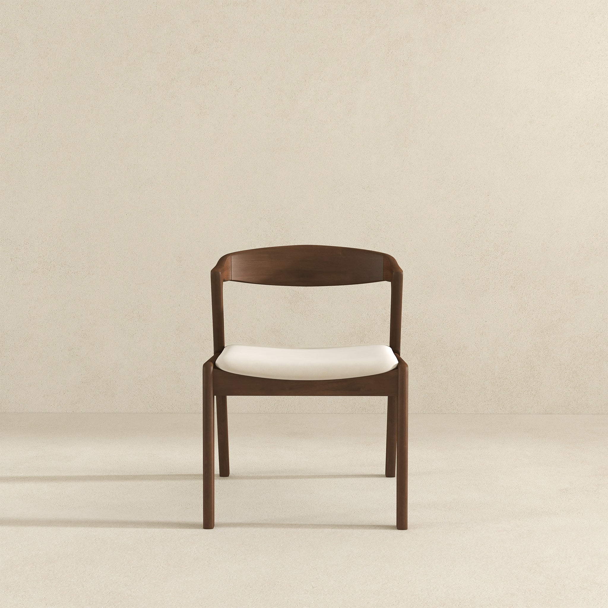 Dakota Solid Wood and Cream Velvet Dining Chair – Walnut Finish