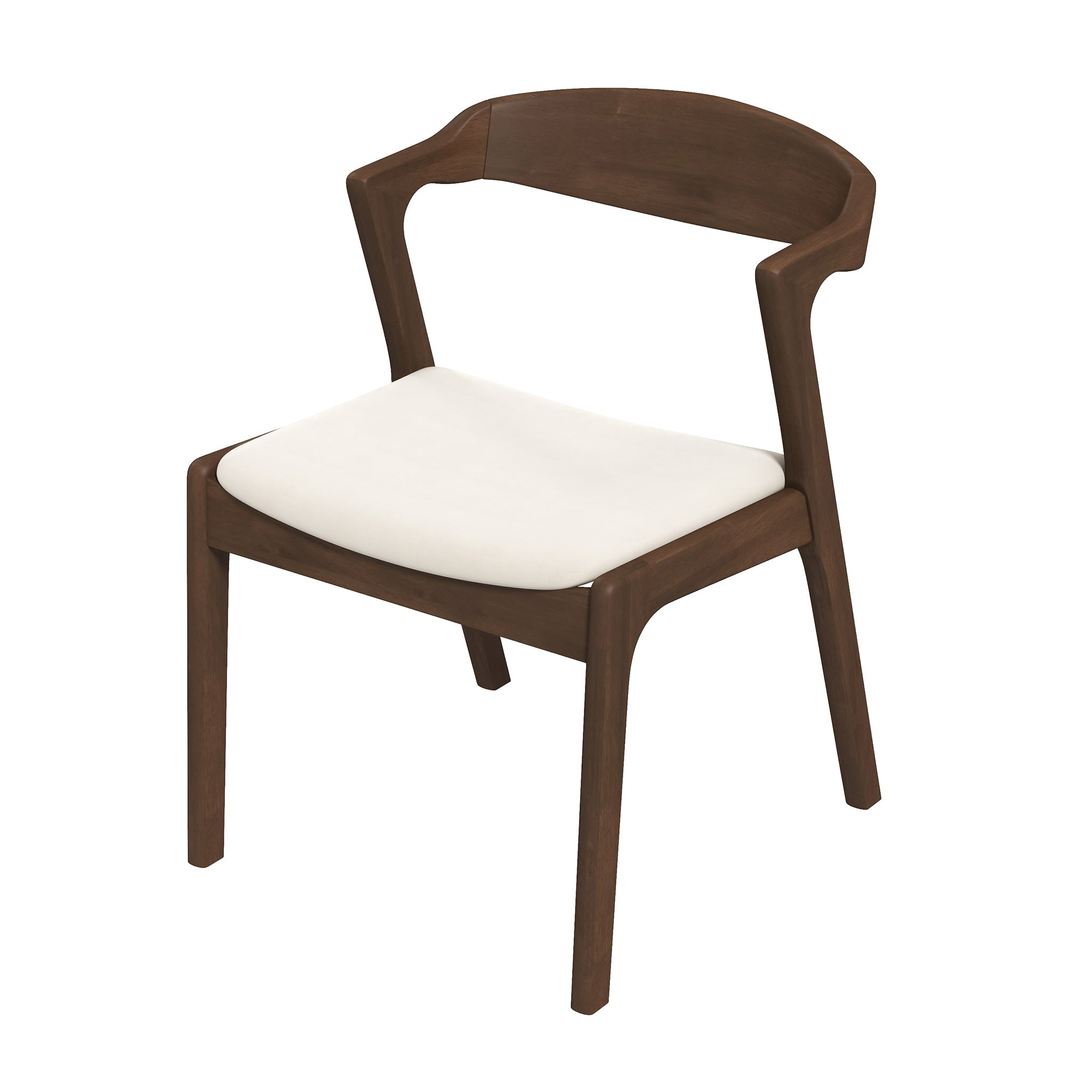 Dakota Solid Wood and Cream Velvet Dining Chair – Walnut Finish