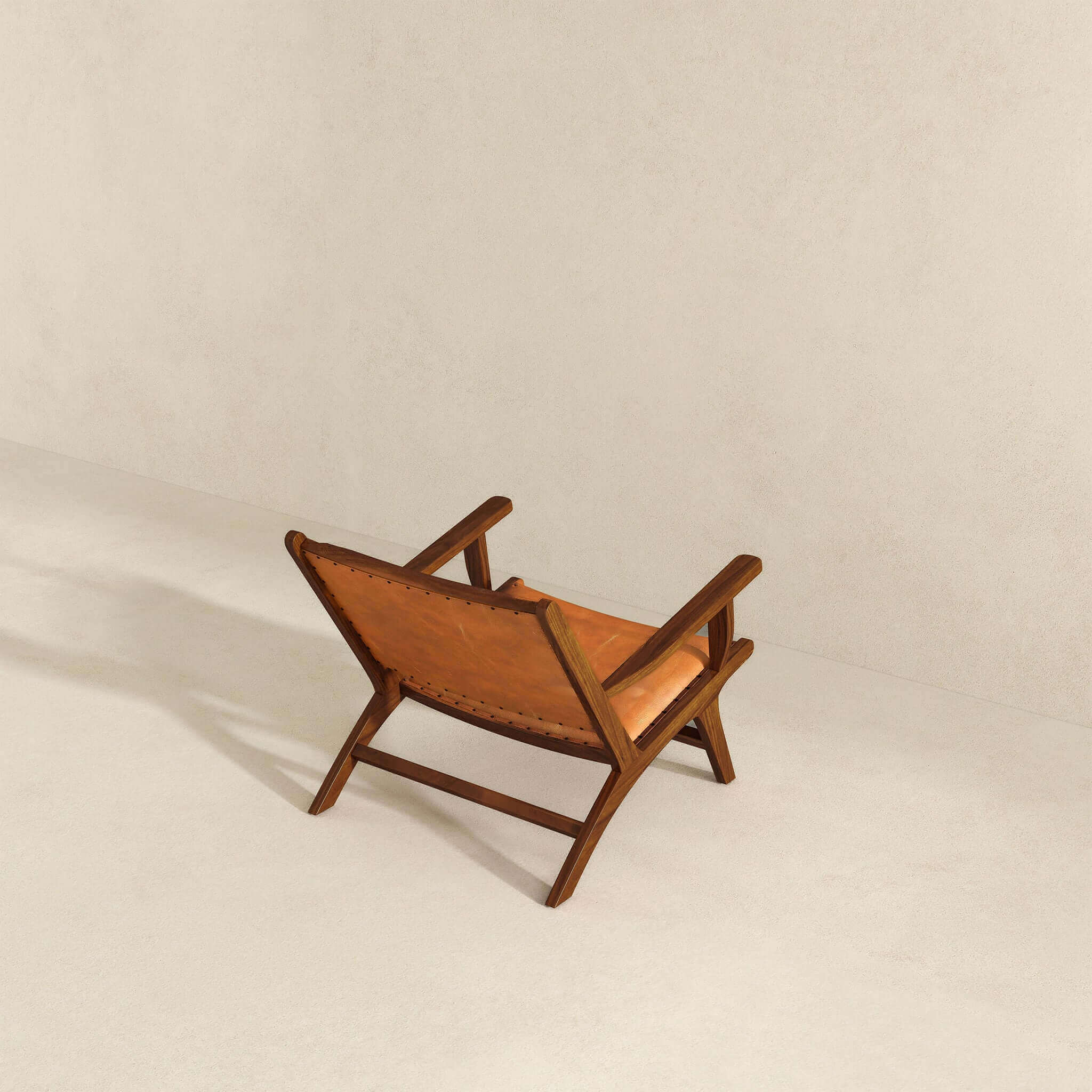 Daniel Mid-Century Modern Genuine Tan Leather Lounge Chair