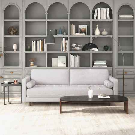 Anthony Light Grey Pillow Back Fabric Sofa - 88"