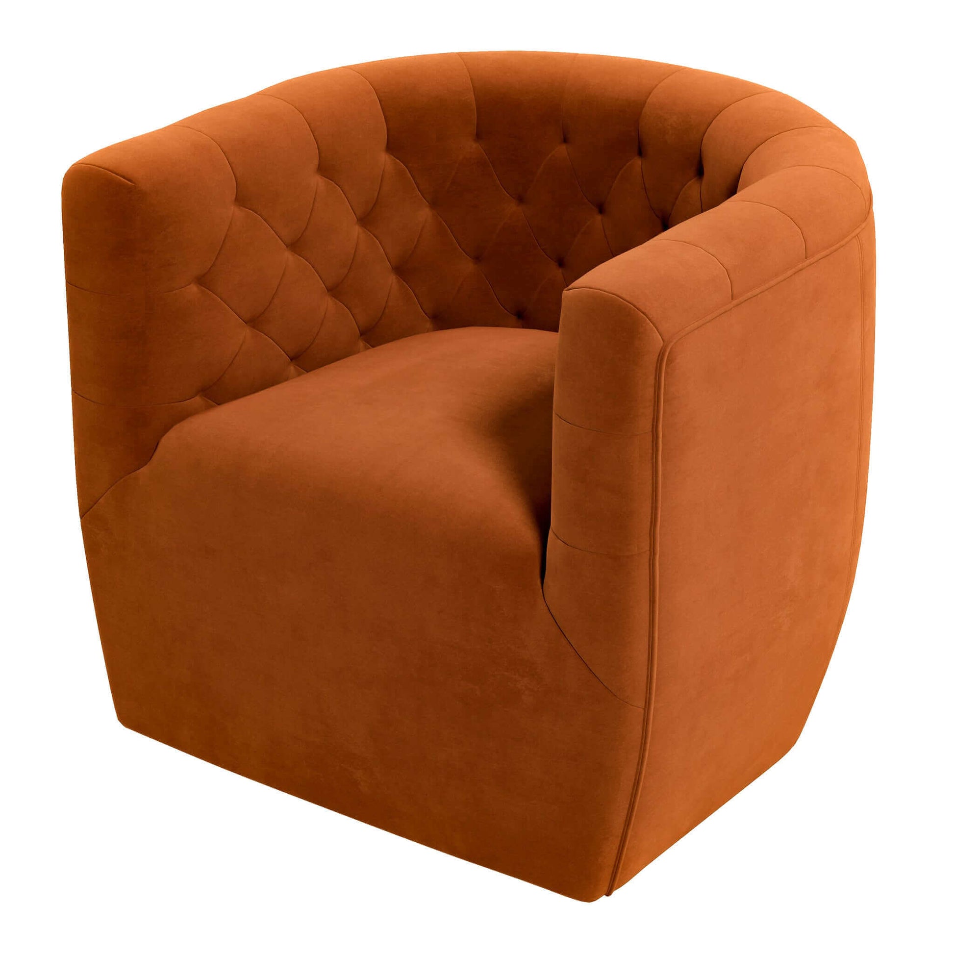 Delaney Mid-Century Modern Burnt Orange Velvet Swivel Accent Chair