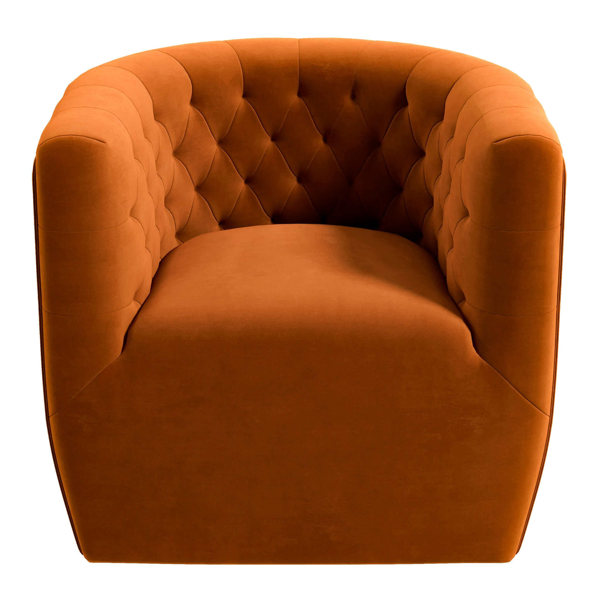 Delaney Mid-Century Modern Burnt Orange Velvet Swivel Accent Chair